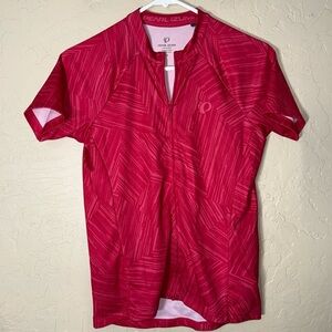 Pearl Izumi women’s pink zipper front bike short sleeve shirt